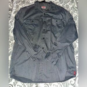 Wrangler Men’s Dark Gray Work Shirt Button Down with dual front pockets size XL